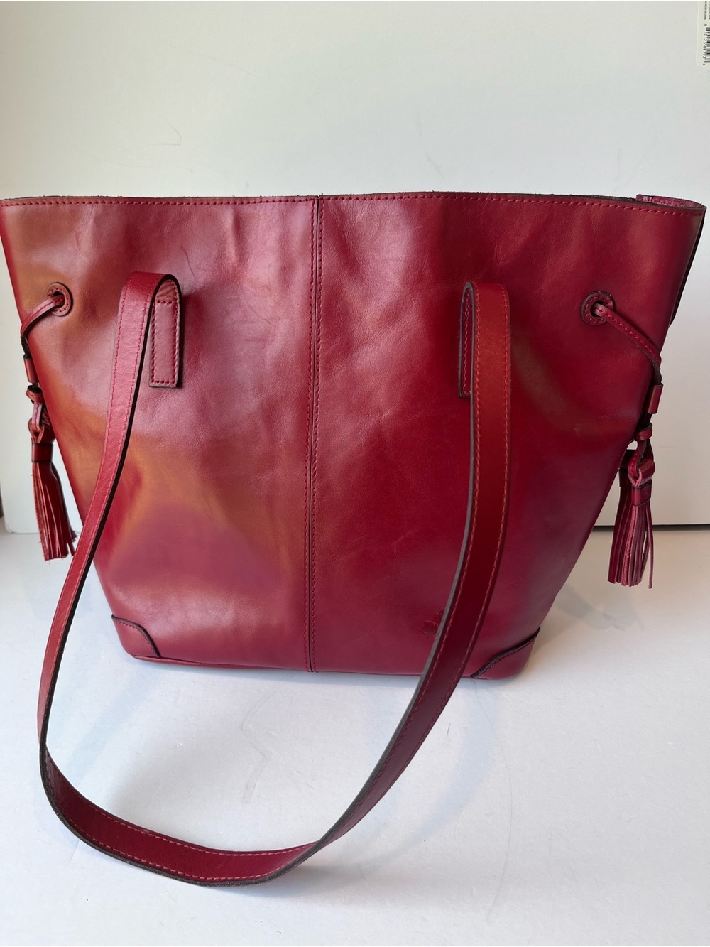 Patricia Nash Kemble Red Leather Tote Shoulder Bag